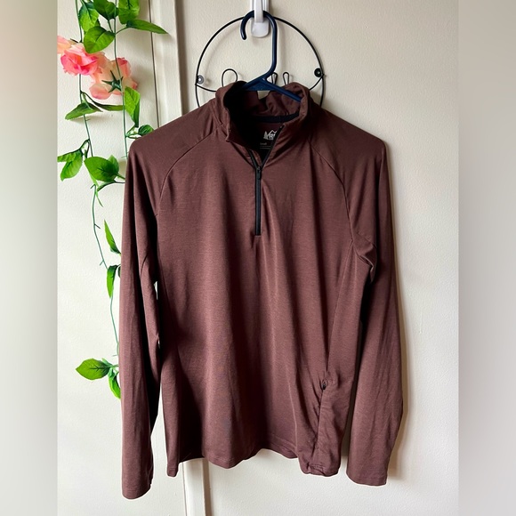 REI Brown Quarter Zip Pullover Small - Picture 1 of 5